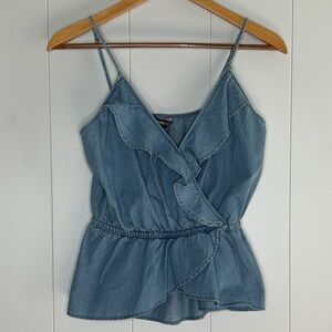 Express Light Blue Denim Ruffle Camisole Size Small